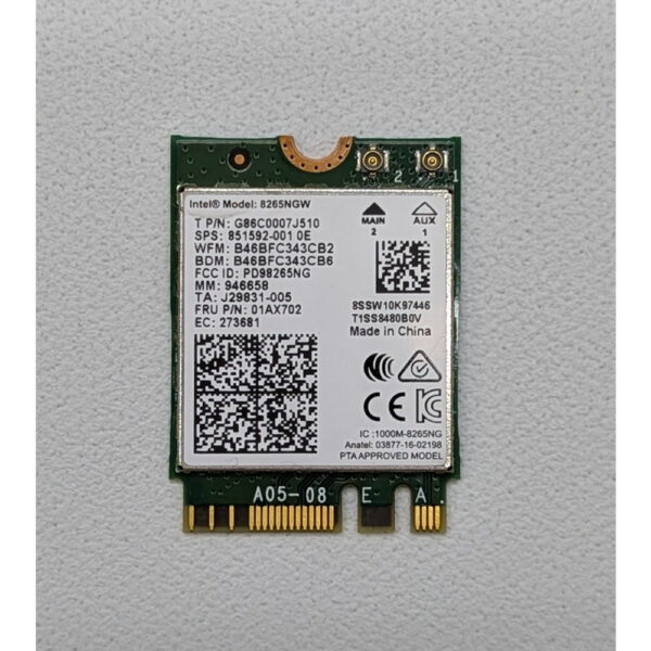 Wi-Fi модуль 01AX702, 851592-001, 8265NGW, Intel, Lenovo ThinkPad T570, T470s, P51, P71, X270, X280 X1, Carbon 6th, T480, T480s, L480, L580
