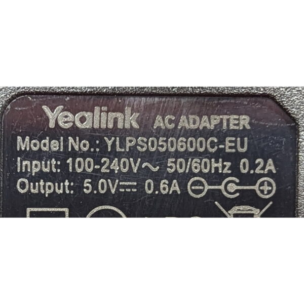 Адаптер питания YLPS050600C-EU, Yealink, 5V, 600mA, Yealink SIP-T19, T21, T23, W52