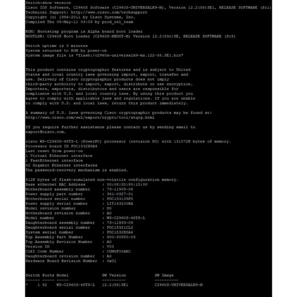Коммутатор Cisco Catalyst WS-C2960S-48TS-L