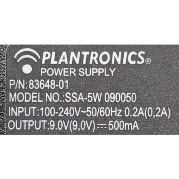 Адаптер питания 83648-01, SSA-5W 090050, Plantronics, 9v, 0,5a