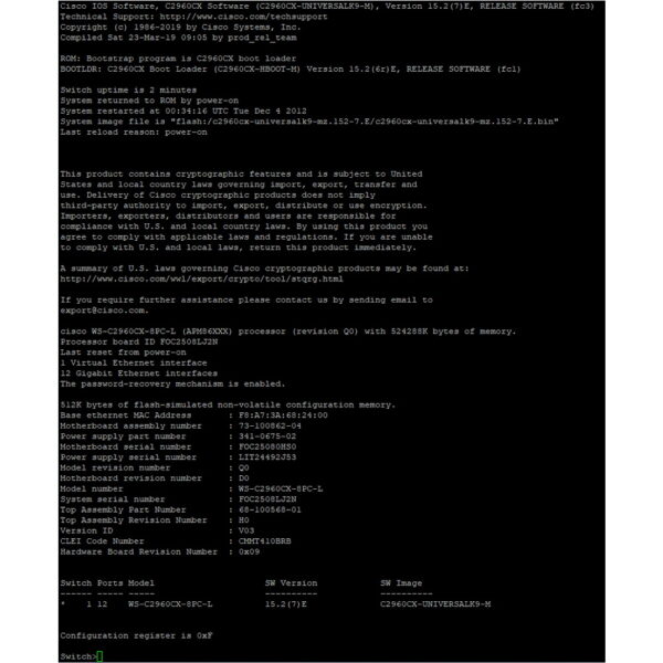 Коммутатор Cisco Catalyst WS-C2960CX-8PC-L