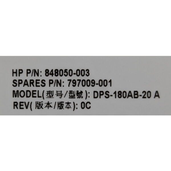 Блок питания 848050-003, 797009-001, DPS-180AB-20, HP ProLiant DL380 G8, 180 Вт