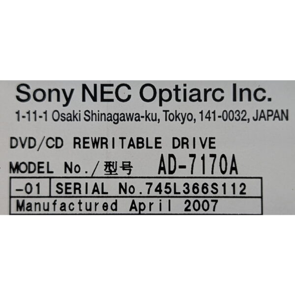 Привод DVD-RW AD-7170A, Sony, IDE