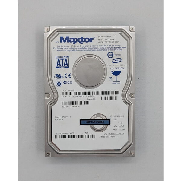 Жесткий диск 0CC089, 6L080M0, Maxtor, 80 Гб, SATA, 3.5