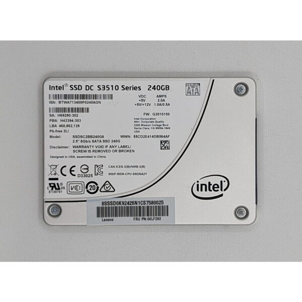 SSD диск 00LF262, SSDSC2BB240G6, Intel SSD DC S3510, Lenovo, 240 Гб, SATA, 2.5"