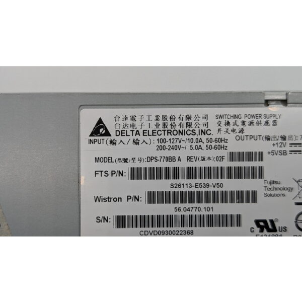 Блок питания S26113-E539-V50, 56.04770.101, DPS-770BВ А, Dеltа, Fujitsu Primergy Rx200 S5, Rx200 S6, 770 Вт