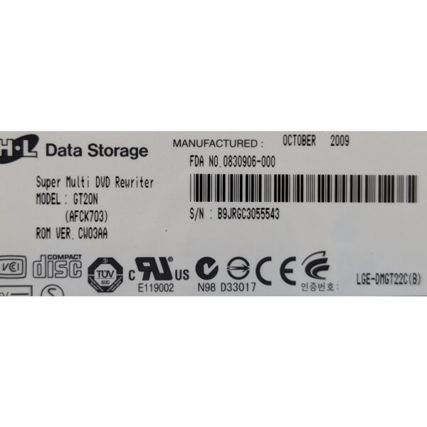 Привод DVD-RW GT20N, Hitachi, LG, SATA, 12.7