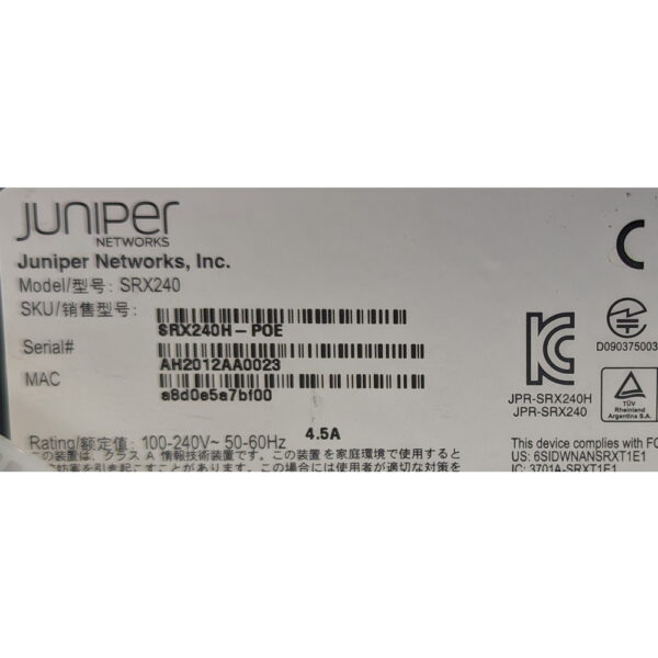 Коммутатор srx240h-poe, 4x-srx-mp-1sfp-ge, Juniper