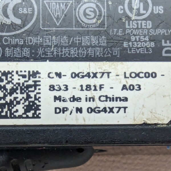 Адаптер питания LA65NM130, 0G4X7T, Dell, 19.5v, 3.34a, 65W, разъём (7.4mm x 5.0mm), внутри игла, Dell Latitude E7250