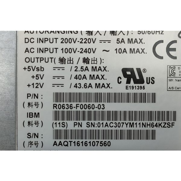 Блок питания TDPS-800BB B, 01AC550, R0636-F0060-03, Delta Electronics, IBM System Storage DS2500, DS2512, DS2524, EXP2512, EXP2524, Storwize V3500, V3700, V5000, 800W