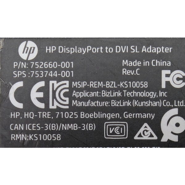 Адаптер 752660-001, 753744-001, HP, DisplayPort to DVI