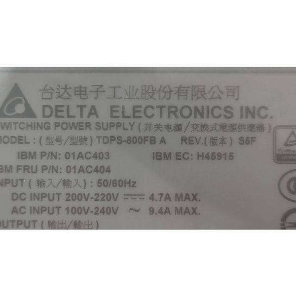 Блок питания TDPS-800FB A, R0850-F0070-01, 01AC404, 01AC403, Delta Electronics, Lenovo Storage V3700 V2, V5000 V2, 800W