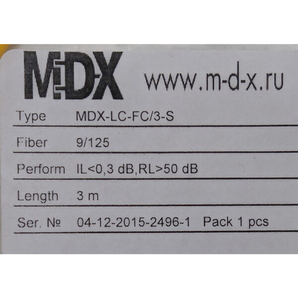 Оптический патч-корд MDX-SC-FC/3-S, MDX