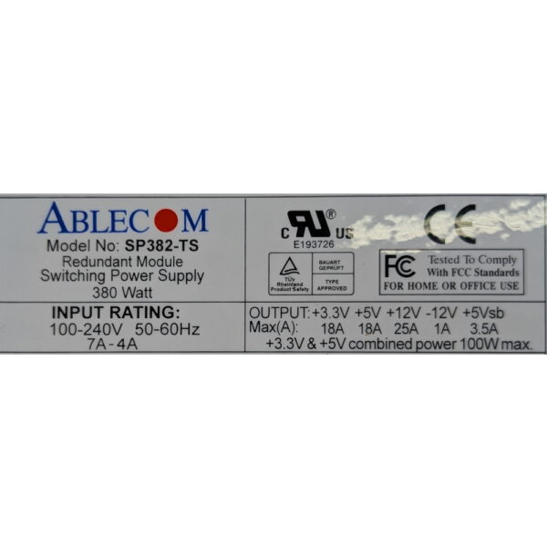 Блок питания SP382-TS, PWS-0050-M, Supermicro SC743TQ-R760, SC942i-R760, SC743S2-R760, SC743i-R760, SC743T-R760, 380 Вт