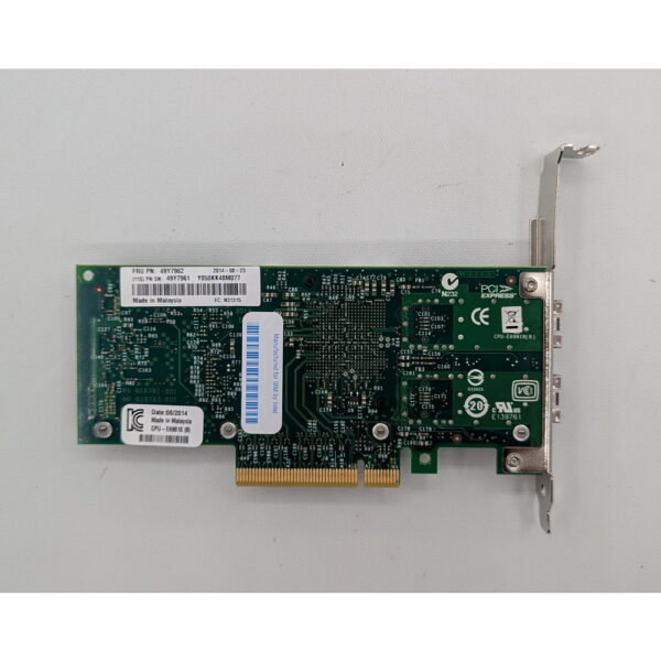 Контроллер Fibre Channel 49Y7962, 49Y7961, Intel x520, IBM x3100 M4, x3250 M3, x3250 M4, x3300 M4, x3400 M3, x3500 M3, x3500 M4, x3530 M4, x3550 M3, x3550 M4, x3620 M3, x3630 M3, x3630 M4, x3650 M3, x3650 M4, x3690 X5, PCIe, 2 X 10GbE