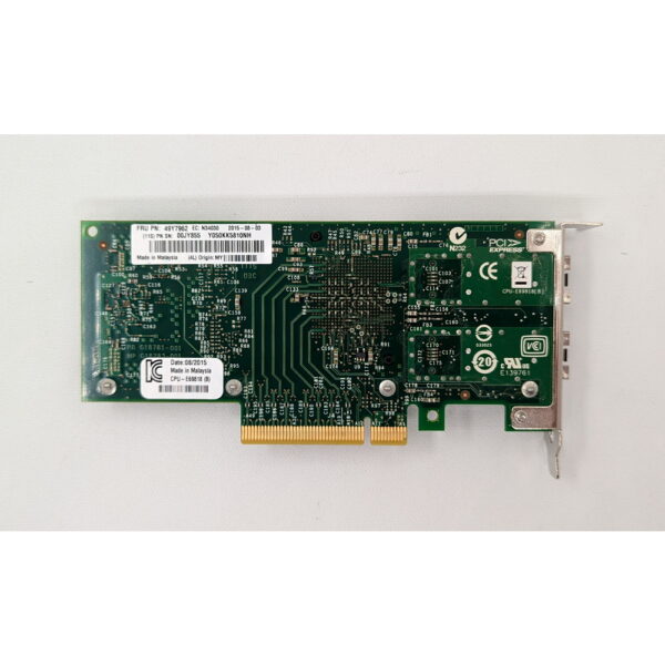 Контроллер Fibre Channel 49Y7962, 00JY855, Intel x520, IBM x3100 M4, x3250 M3, x3250 M4, x3300 M4, x3400 M3, x3500 M3, x3500 M4, x3530 M4, x3550 M3, x3550 M4, x3620 M3, x3630 M3, x3630 M4, x3650 M3, x3650 M4, x3690 X5, PCIe, 2 X 10GbE