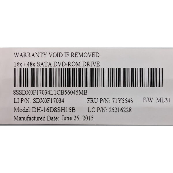 Привод DVD-RW 71Y5543, SDX0F17034, DH-16D8SH15B, Lenovo ThinkCentre systems, SATA