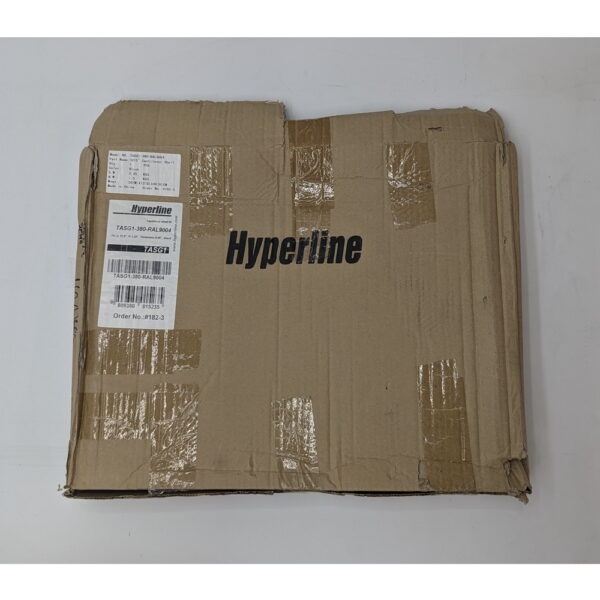 Полка угловая с перфорацией TASG1-380-RAL900, Hyperline, 19", 1U, ширина 444 мм, глубина 381 мм, цвет черный (RAL 9004)
