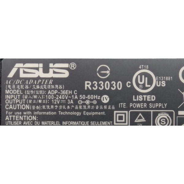 Адаптер питания ADP-36EH C, Delta, Asus, с кабелем питания, 19v - 3.42a 65w (разъём 5.5x2.5мм)