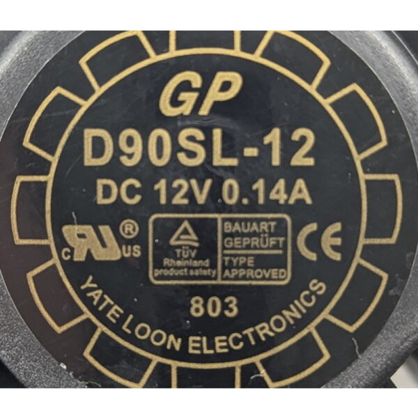 Вентилятор D90SL-12, Yate, 12V, 0.14A, 92x92x25mm, 2-Pin