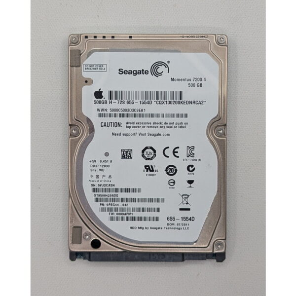 Жесткий диск ST9500420ASG, Seagate, 500 Гб, SATA, 2.5