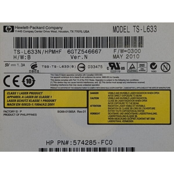 Привод DVD-RW 574285-FC0, TS-L633, TS-L633N, HP