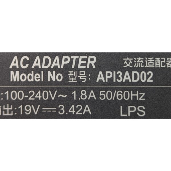 Адаптер питания API3AD02, AcBel, 19v, 3.42a, 65w, без кабеля питания, 5,5 x 3,0 мм, Samsung R530, R728, R430, R429, R528, R428