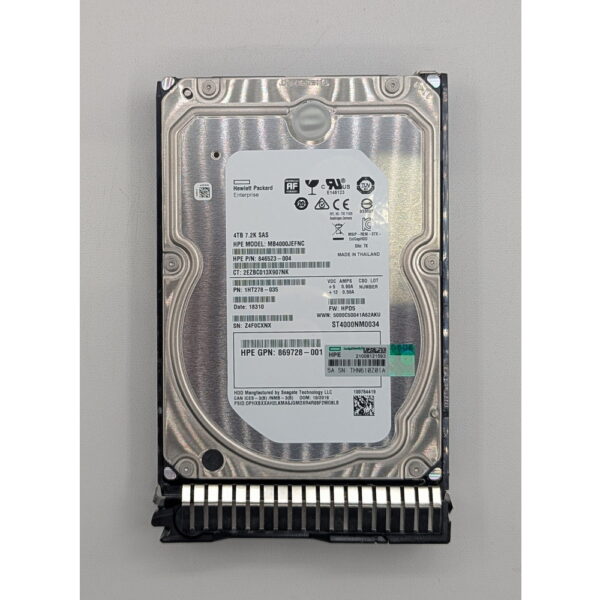 Жесткий диск ST4000NM0034, 869728-001, 846523-004, Seagate, HP Gen5, Gen6, Gen7, Gen8, Gen9, Gen10, D6020, D6000, Apollo Gen10, StoreVirtual 3000, 3200, 4 Тб, SAS, 3.5