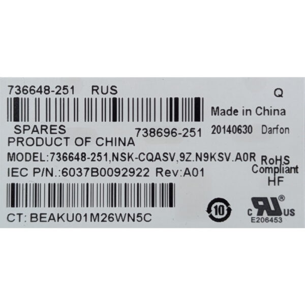 Клавиатура 736648-251, 738696-251, NSK-CQASV, HP ProBook 450 G0, 450 G1, 450 G2, 455 G1, 455 G2, 470 G0, 470 G1, 470 G2