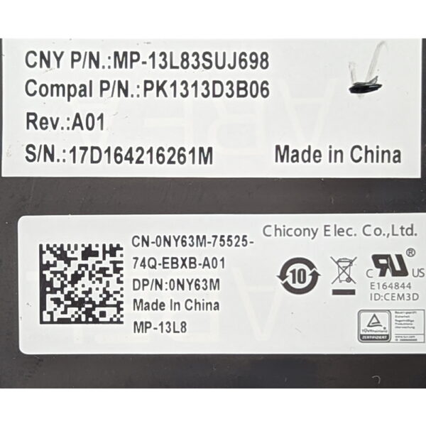 Клавиатура 0NY63M, MP-13L83SUJ698, PK1313D3B06, Dell Latitude E3340, E3350, E5450, E5470, E7450, E7470