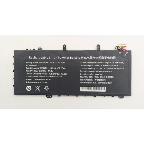 Аккумулятор AEC677475-3S1P, Apower Electronics, 11,4 V, 5900MAH, 67.26WH, СОСТОЯНИЕ НЕ ИЗВЕСТНО, ПРОДАЕТСЯ КАК ЗАГЛУШКА!