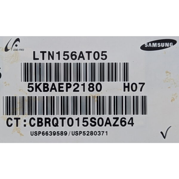 Матрица LTN156AT05-H01, Samsung, 15.6, WXGA HD, 1366 x 768, LED, DIODE, 40 Pins
