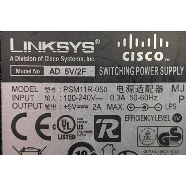 Адаптер питания PSM11R-050, Linksys, Output: 5V, 2A, разъем 5.5x2.1