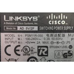 Адаптер питания PSM11R-050, Linksys, Output: 5V, 2A, разъем 5.5x2.1