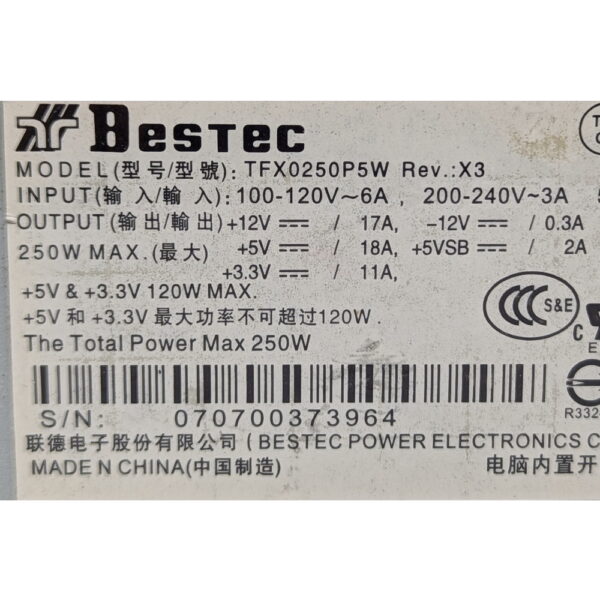 Блок питания TFX0250P5W, Dell 200S, 220S, 230S, 530S, 531S