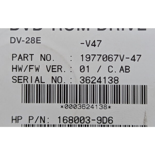 Привод DVD-RW 395910-001, 168003-9D6, 397928-001, DV-28E-V47, HP