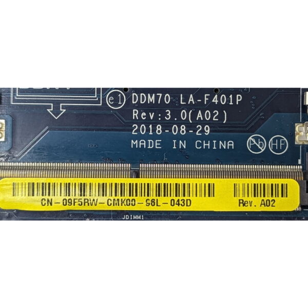 Материнская плата 09F5RW, DHJHF, LA-F401P, Intel Core i5 8250U (SR3BL), Dell Latitude 5490