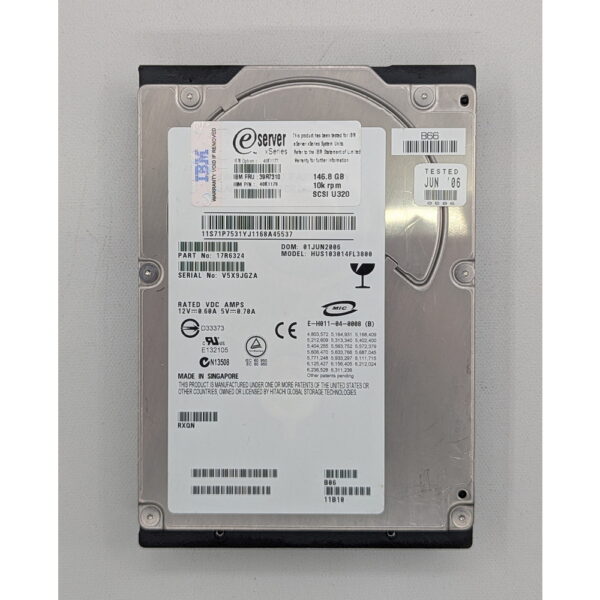 Жесткий диск HUS103014FL3800, 39R7310, 40K1179, 40K1177, IBM, Hitachi, 147 Гб, SCSI, 3.5
