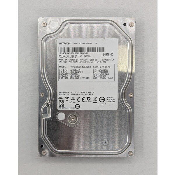 Жесткий диск HDS721050CLA362, 45K0416, 45K0410, Hitachi, Lenovo, 500 Гб, SATA, 3.5