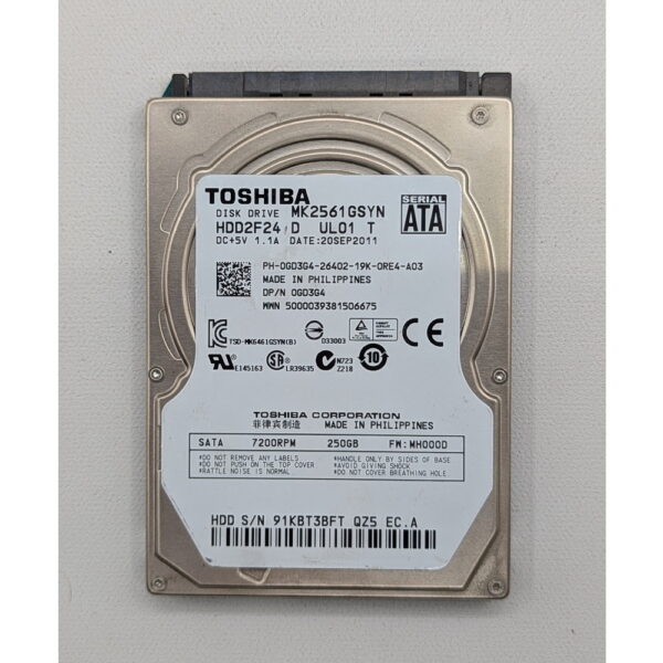 Жесткий диск 0GD3G4, MK2561GSYN, Dell, Toshiba, 250 Гб, SATA, 2.5