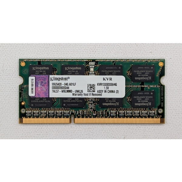 Модуль памяти KVR1333D3S9/4G, Kingston, DDR3, 4Gb, 10600S, SO-DIMM