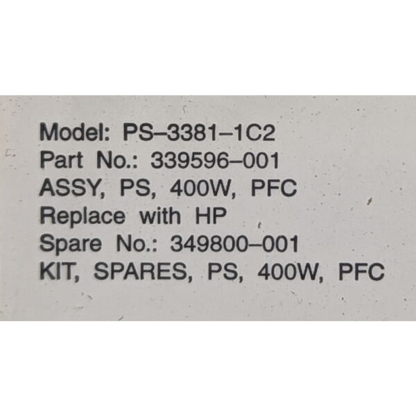 Блок питания 339596-001, PS-3381-1C2, HP StorageWorks MSA20, MSA1500, 400W