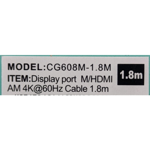 Кабель CG608M, DP(M) to HDMI(M), 1,8 M, VCOM