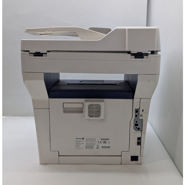 Xerox Workcentre 3615, пробег 158063, печатает, проблема с автоподатчиком, не захватывает листы, возможно, требуется замена роликов.