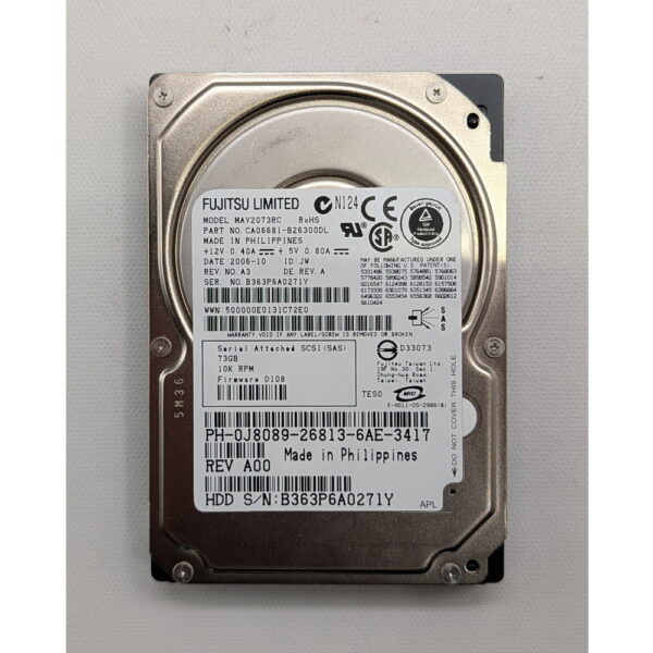 Жесткий диск MAY2073RC, 0J8089, Fujitsu, Dell, 73.5 Гб, SAS, 2.5