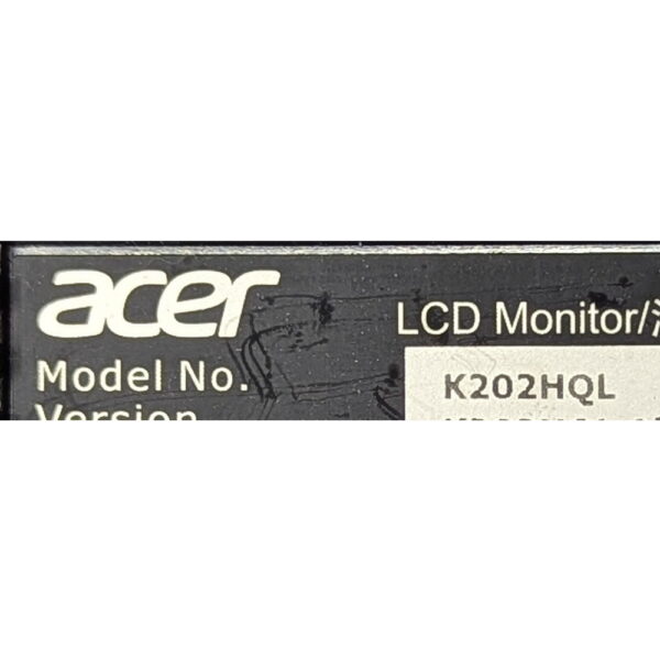 Монитор UM.IX3EE.A01, Acer K202HQL Ab (K2UMIX3E), 19.5", 1366 x 768, 16:9, TN, 60 Гц, без подставки