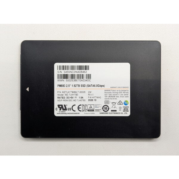SSD диск MZ7LH1T9HMLT-00005, PM883, MZ-7LH1T90, Samsung, 1.92 Тб, SATA, 2.5