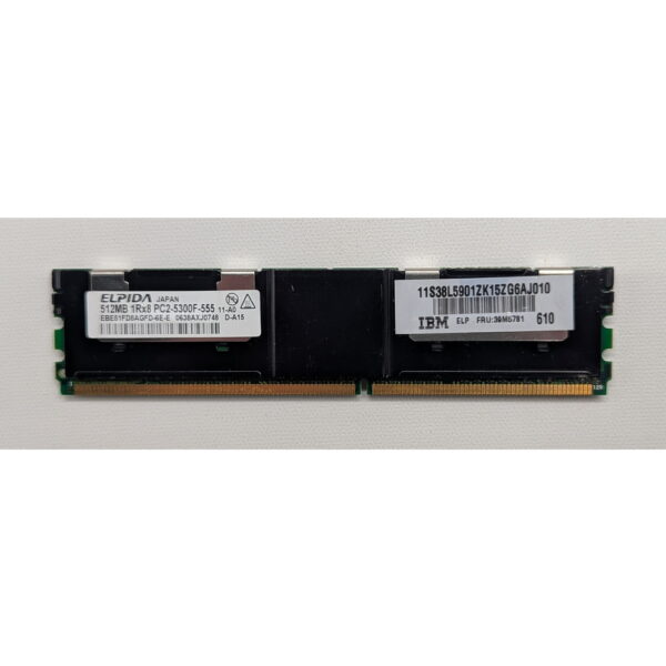 Модуль памяти EBE51FD8AGFD-6E-E, 39M5781, 38L5901, Elpida, DDR2, 512MB, 5300F, ECC