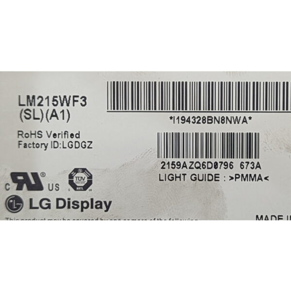 Матрица LM215WF3 (SL)(A1), LG, 21.5, Full HD, 1920 x 1080, LED, DIODE, LVDS
