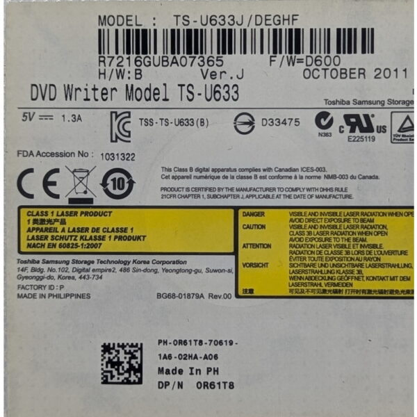 Привод DVD-RW 0R61T8, TS-U633, Toshiba, Samsung, Dell Latitude E6420